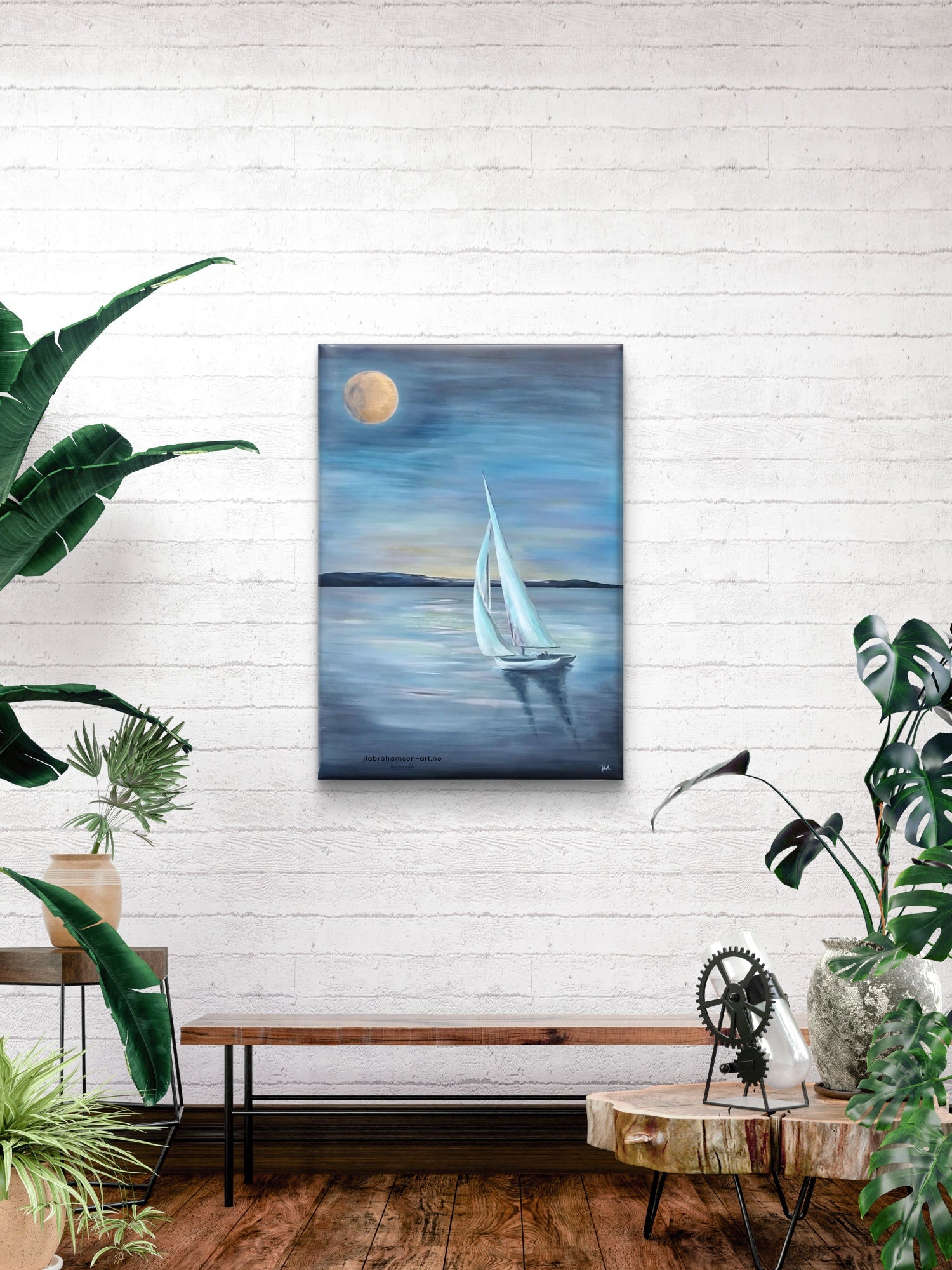 Summer Nights akrylmaleri av JL Abrahamsen – maritim kunst til vinterhagen