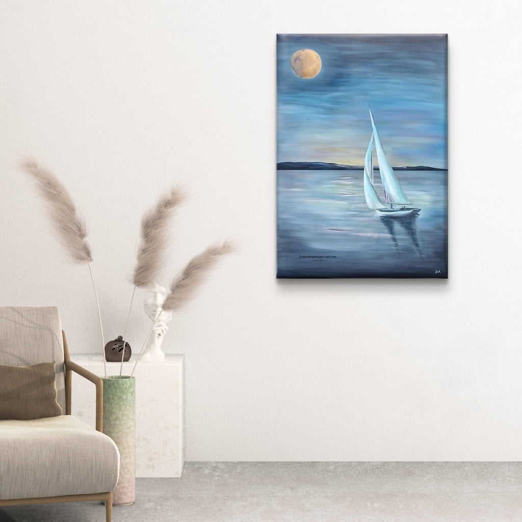 Summer Nights akrylmaleri av JL Abrahamsen – maritim kunst til skandinaviske hjem